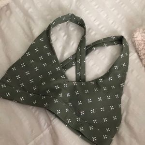 White Jasmine Sports Bra Olive Clover Print